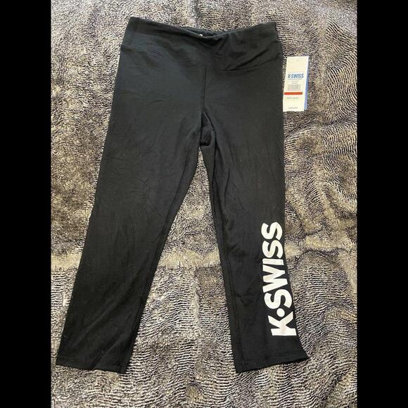 K-Swiss NWT Women’s Size S Black Trojan Crop Leggings Activewear Pants - Picture 1 of 6